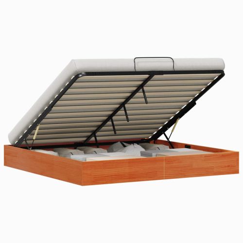 Отоман легло рамка с хранилище Восъчен Кафяв 200 x 200 cm