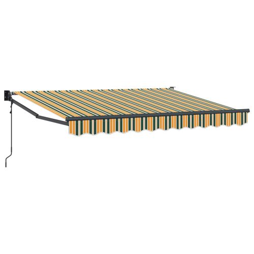 Електрически разтегателен навес Зелен и жълт 3,5 x 2 m