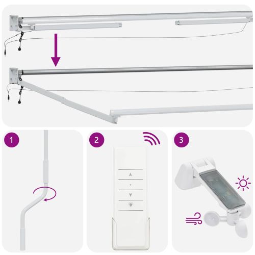 Електрически разтегателен навес Бял 3 x 2 m