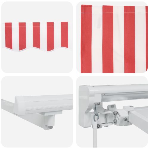 Ръчен сгъваем навес Червено и бяло 4 × 3,5 m