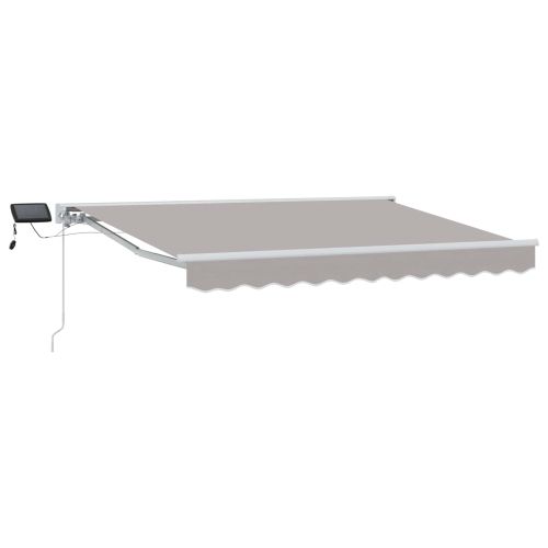 Ръчна рамка за сенник с LEDs Светлосив и бял 3 x 2 m