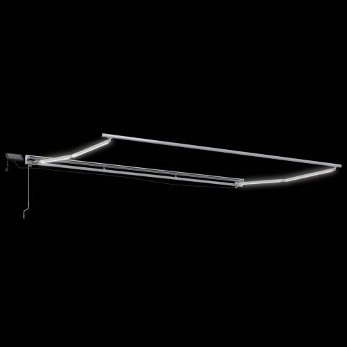 Ръчна рамка за сенник с LEDs Светлосив и бял 4 x 2 m