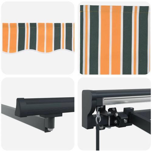 Ръчна рамка за сенник с LEDs Зелено, Жълто, Антрацит 2,5 x 2 m