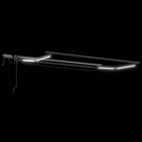 Ръчна рамка за сенник с LEDs Зелено, Бяло, Антрацит 2,5 x 2 m