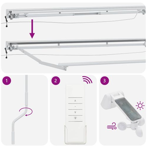 Електрически разтегателен навес Зелено, Жълто, Бяло 2,5 x 2 m