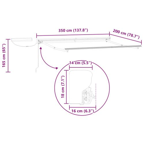 Електрически разтегателен навес 3,5 x 2 m