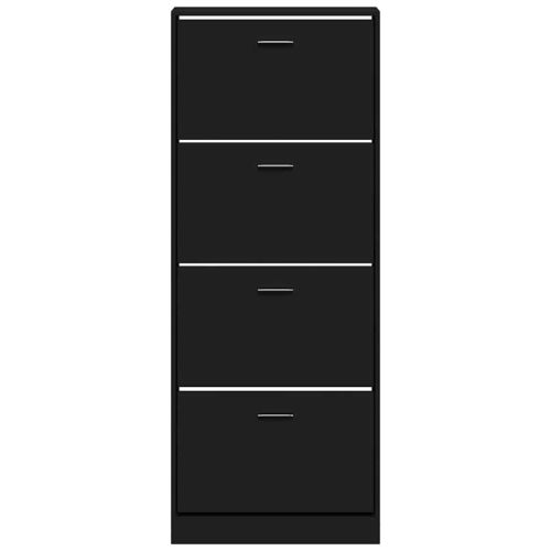 Шкаф за обувки, черен, 59x17x150 см, инженерно дърво