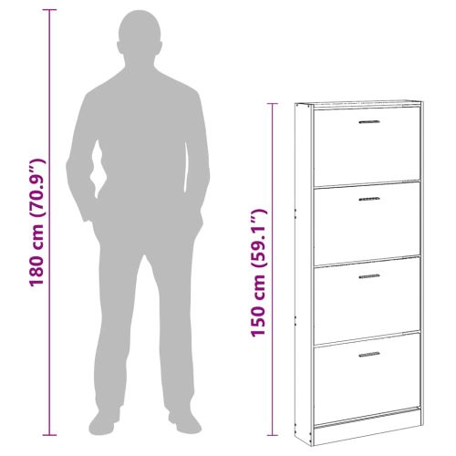 Шкаф за обувки, кафяв дъб, 59x17x150 см, инженерно дърво