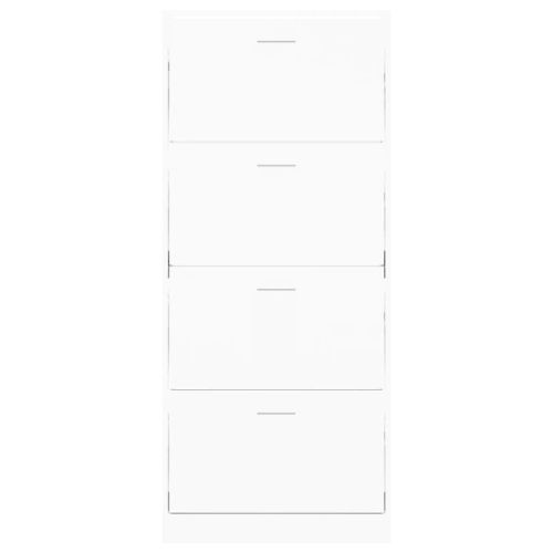 Шкаф за обувки, бял, 63x24x147 см, инженерно дърво