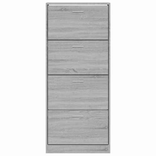 Шкаф за обувки, сив сонома, 63x24x147 см, инженерно дърво