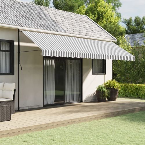 Резервно платнище за волан за тенти, антрацит-бели ленти, 5 м