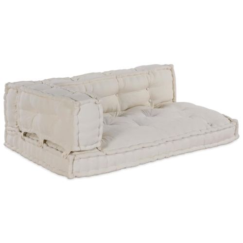Кушон за палетен диван 3 pcs Кремаво 120 x 80 x 34 см Текстил
