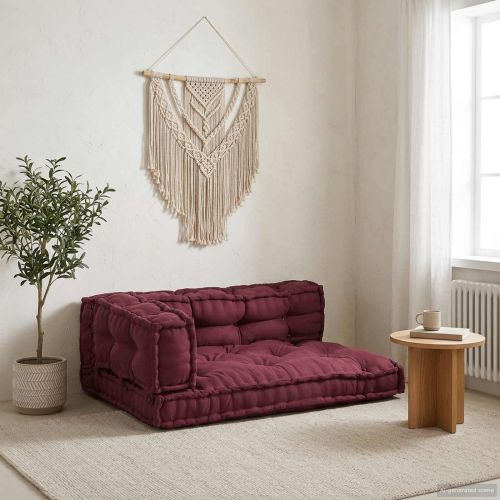 Кушон за палетен диван 3 pcs Тъмен червен 120 x 80 x 38 см