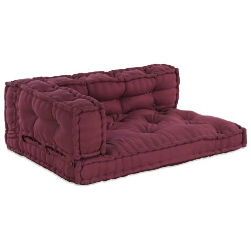 Кушон за палетен диван 3 pcs Тъмен червен 120 x 80 x 38 см
