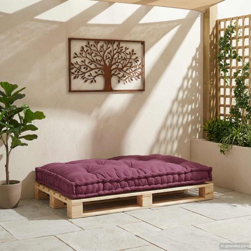 Кушон за палетен диван Тъмен червен 120 x 80 x 12 cm Текстил
