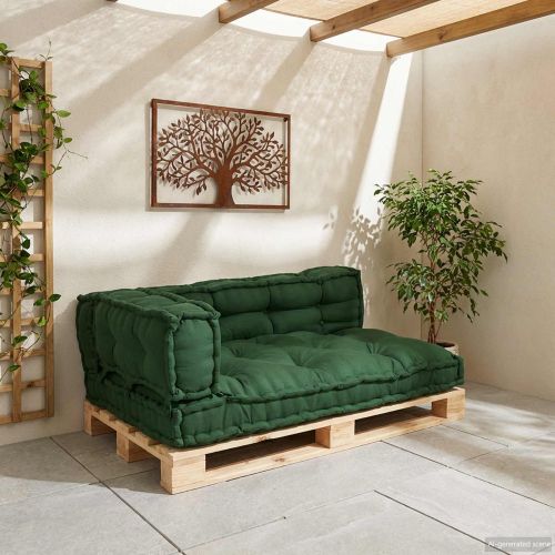 Кушон за палетен диван 3 pcs Зелено 120 x 80 x 38 см Текстил
