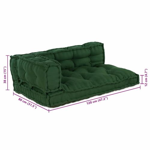 Кушон за палетен диван 3 pcs Зелено 120 x 80 x 38 см Текстил
