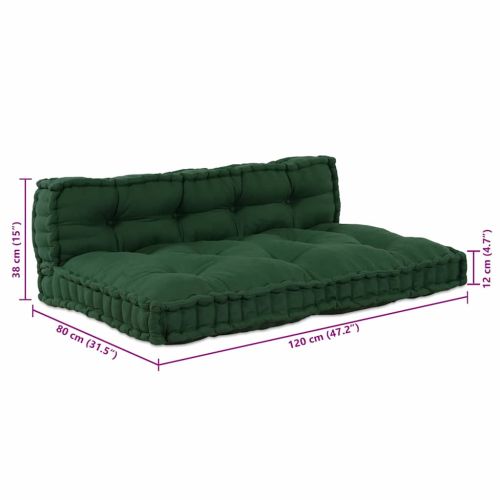 Кушон за палетен диван 2 pcs Зелено 120 x 80 x 38 см Текстил