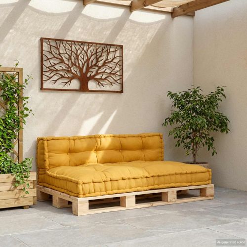 Кушон за палетен диван 2 pcs Жълто 120 x 80 x 38 см Текстил