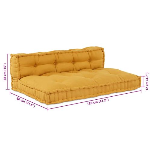 Кушон за палетен диван 2 pcs Жълто 120 x 80 x 38 см Текстил