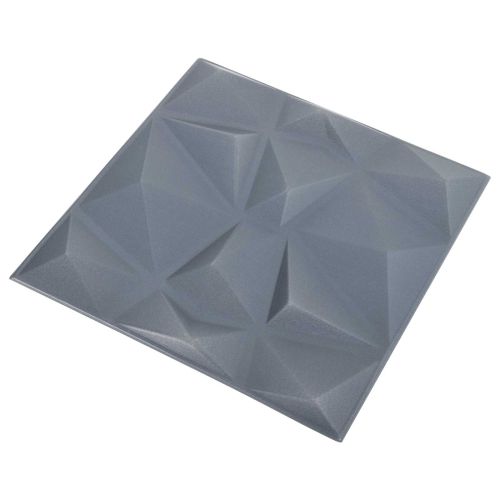 Стенни панели 12 pcs Диамант Сив 50 x 50 cm XPS Пяна