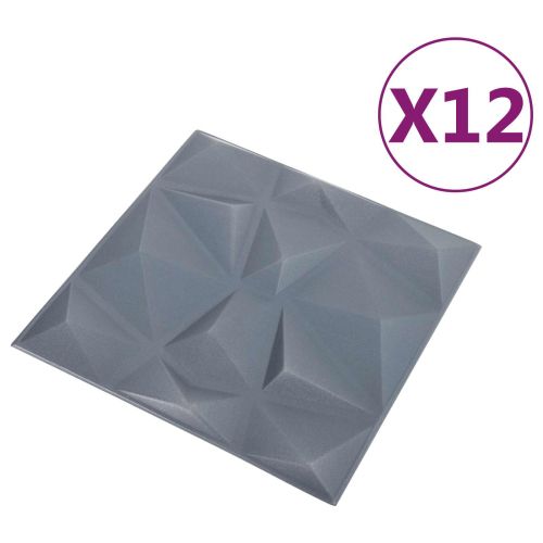 Стенни панели 12 pcs Диамант Сив 50 x 50 cm XPS Пяна