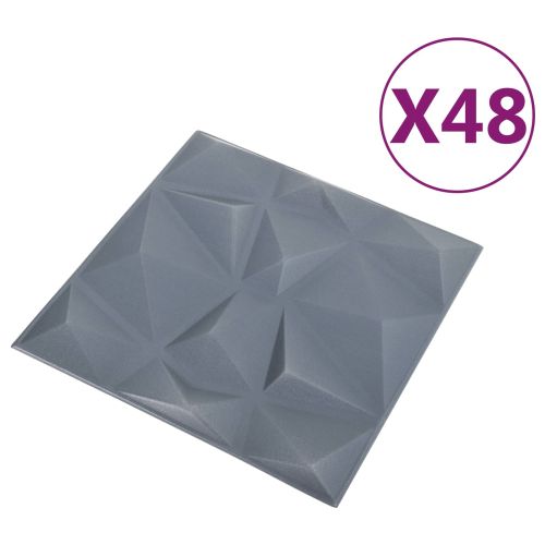 Стенни панели 48 pcs Диамант Сив 50 x 50 cm XPS Пяна