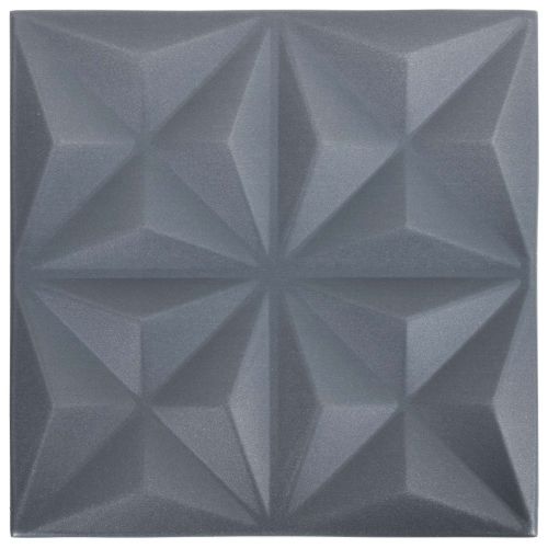 Стенни панели 24 pcs Оригами Сив 50 x 50 cm XPS Пяна