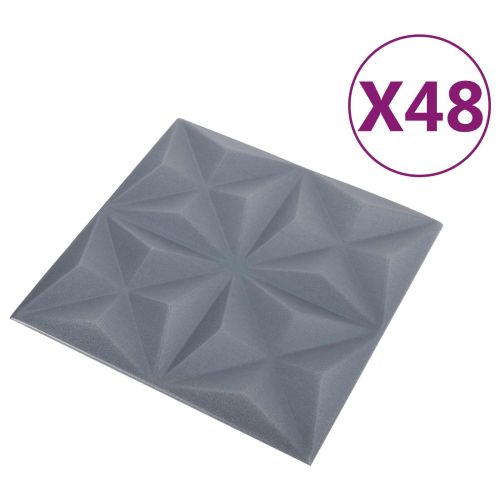 Стенни панели 48 pcs Оригами Сив 50 x 50 cm XPS Пяна