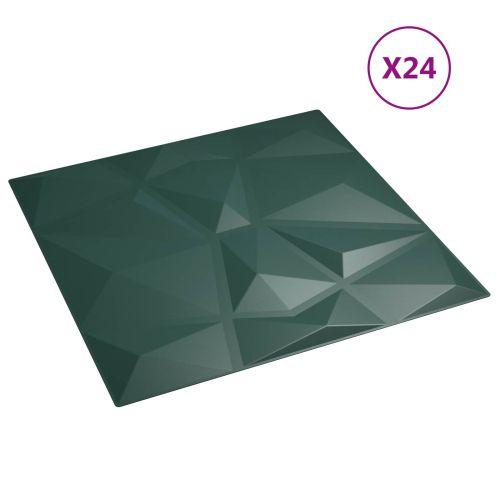 Стенни панели 24 pcs Зелен 50 x 50 cm XPS Пяна