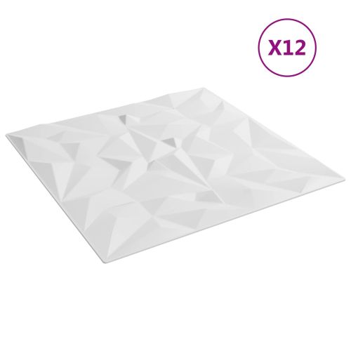 Стенни панели 12 pcs Бял 50 x 50 cm XPS Пяна