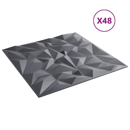 Стенни панели 48 pcs Аметист Сив 50 x 50 cm XPS Пяна