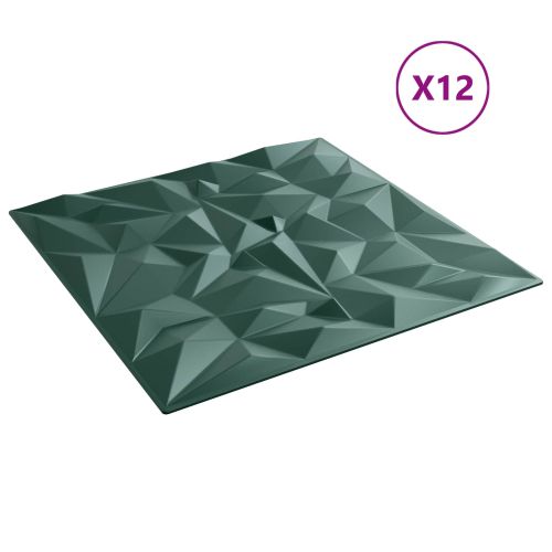 Стенни панели 12 pcs Аметист Зелен 50 x 50 cm XPS Пяна