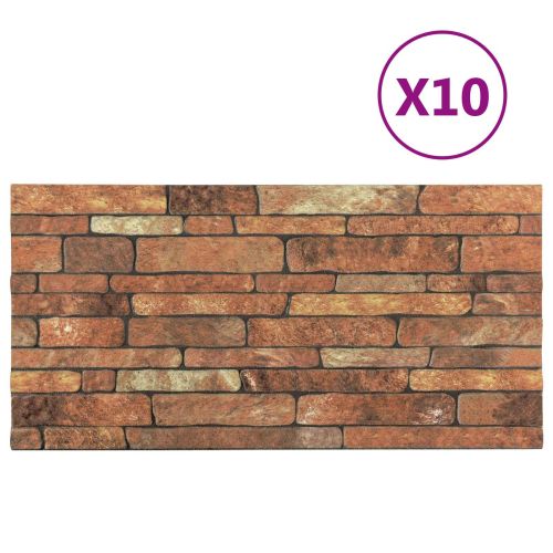 Стенни панели 10 pcs Кафяв и бял 100 x 50 cm EPS пяна