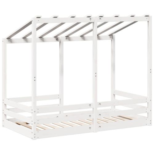 Детско легло с покрив, бяло, 80x160 см, борово дърво масив