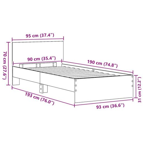 Рамка за легло с таблото Дъб 90 x 190 cm Инженерно дърво