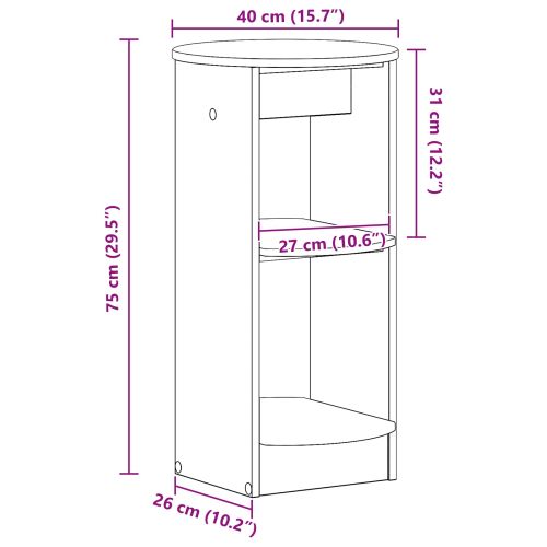 Страничен шкаф Пушена Дъб 40 x 40 x 75 cm