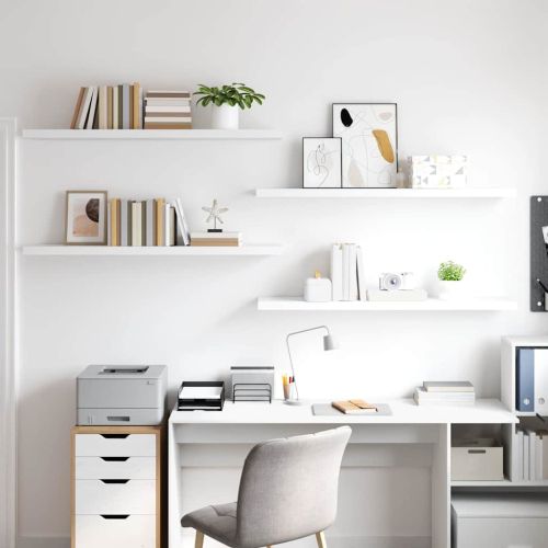 Окачени стенни рафтове, 4 бр, бели, 120x23,5x3,8 см, МДФ