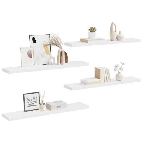 Окачени стенни рафтове, 4 бр, бели, 120x23,5x3,8 см, МДФ