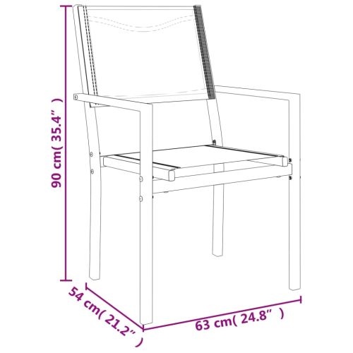 Градински трапезен комплект 3 части черен стомана и текстилен