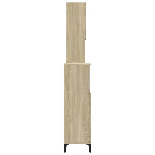 Комплект шкафове за баня от 3 части дъб сонома инженерно дърво