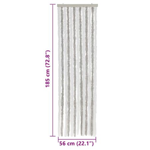 Ресни за врата против мухи, светлосиво и бяло, 56x185 см, шенил