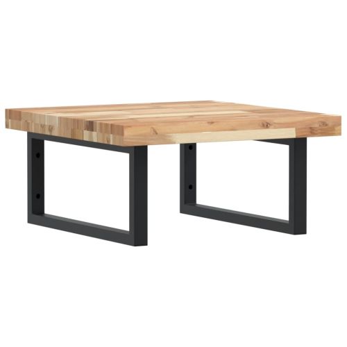 Стенен рафт за мивка, стомана и масивно дърво акация