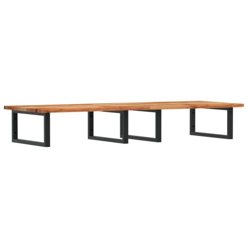 Стенен рафт за мивка, стомана и масивно дърво акация