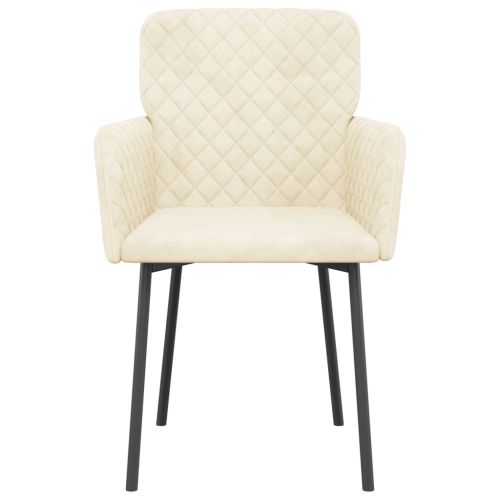 Трапезни столове, 2 бр, кремави, кадифе