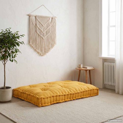 Кушон за палетен диван Жълто 120 x 80 x 12 cm Текстил