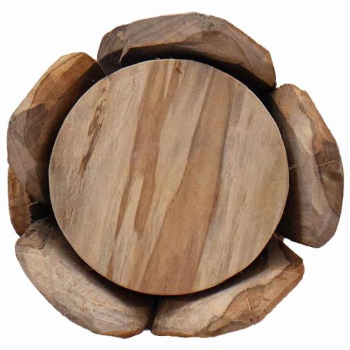 Коледно дърво с поставка Кафяво 80 cm Тиково дърво масив