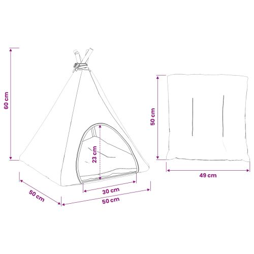 Домашен тенти за животни с възглавница 50 x 50 x 60 cm