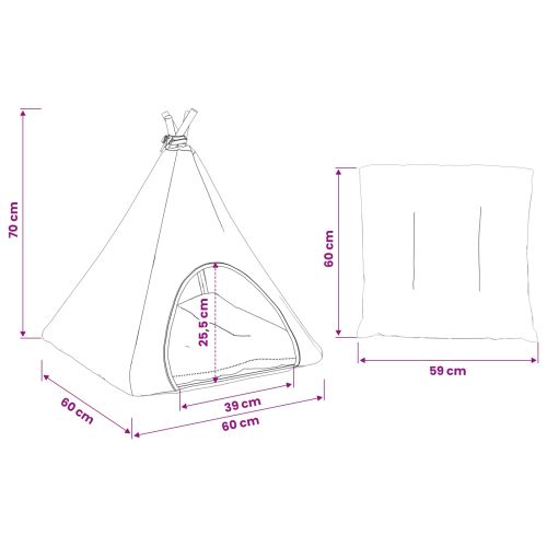 Домашен тенти за животни с възглавница 60 x 60 x 70 cm