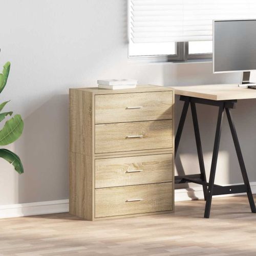 Шкафове с 2чекмеджета 2бр дъб сонома 60x31x40см инженерно дърво